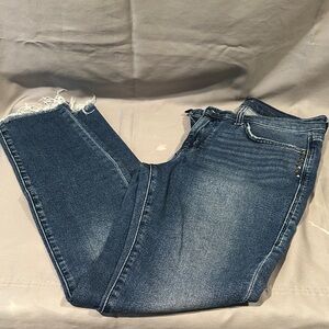 Rock & Republic Distressed Ankle Jeans in Dark Blue